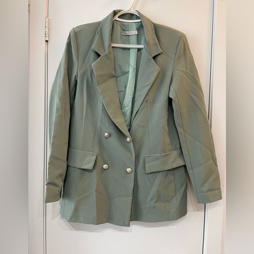 Green Double Breasted Blazer- size US 6